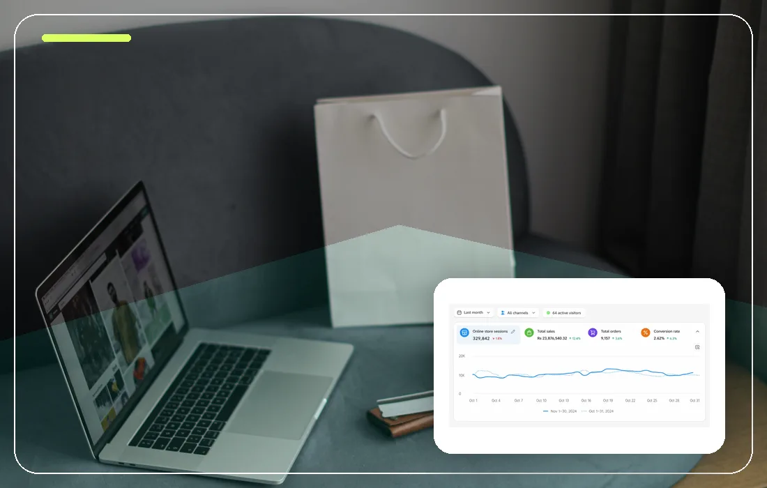 Shopify store development on a laptop