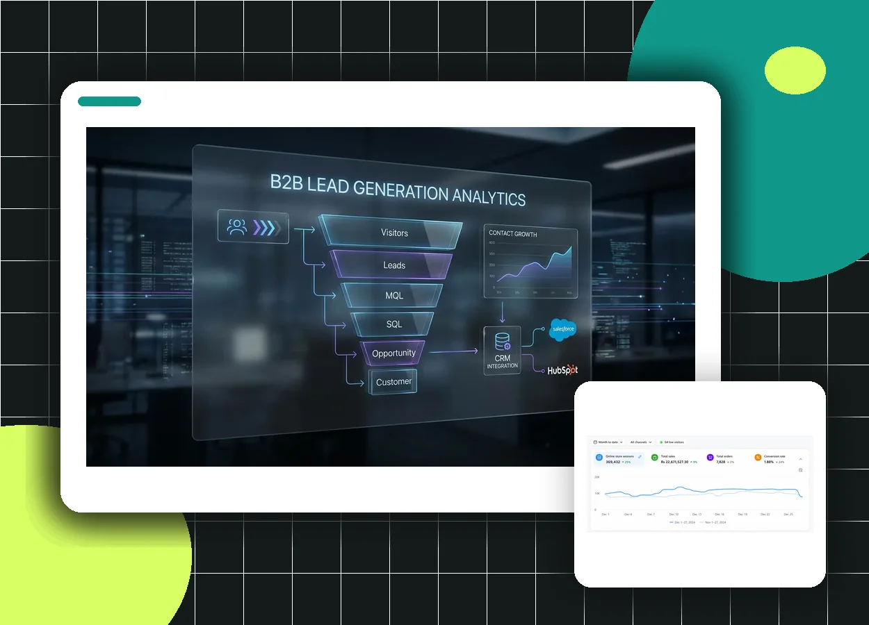 B2B lead generation funnel and CRM analytics visualization