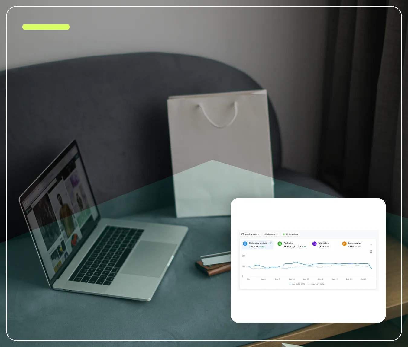 Shopify store development on a laptop