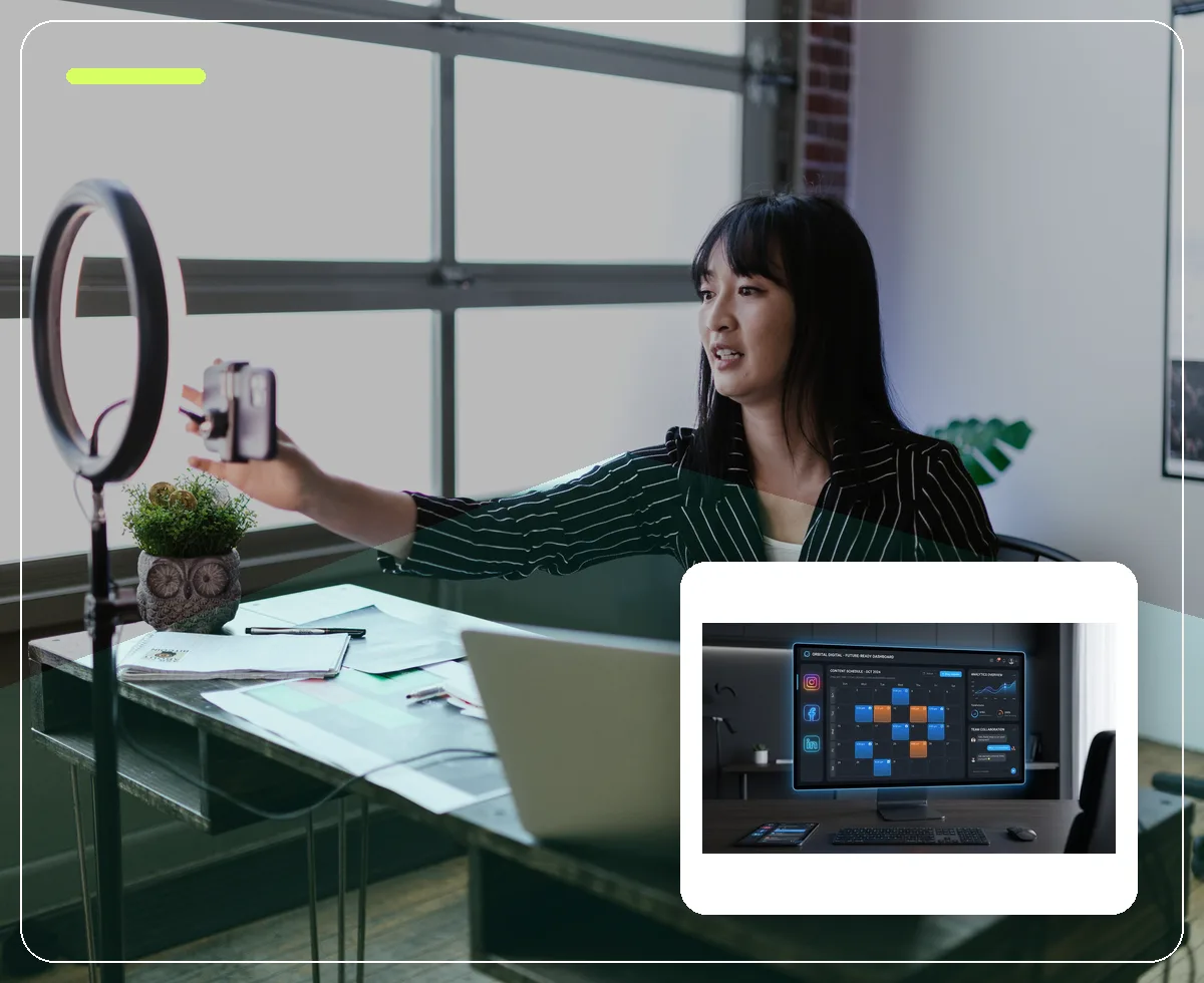 Social media marketing and digital content workspace